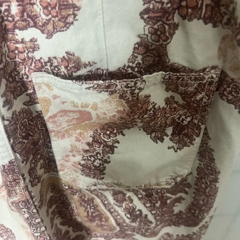 We The Free Cream and Brown Paisley Jumpsuit